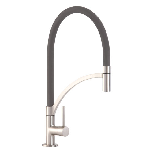 TV14GR - Single lever tap with grey pull-out spout