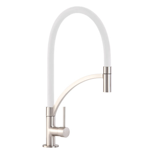 TV14WH - Single lever tap with white pull-out spout