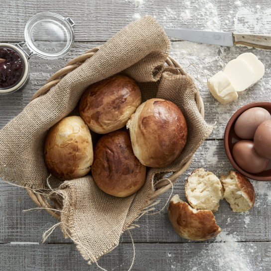 Brioche Buns in a basket